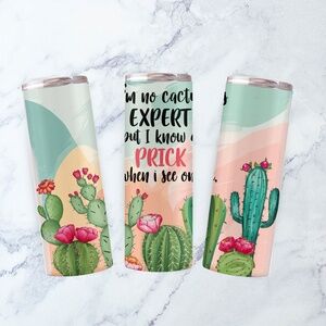 20oz Funny Cactus Expert Womens Stainless Steel Tumbler
